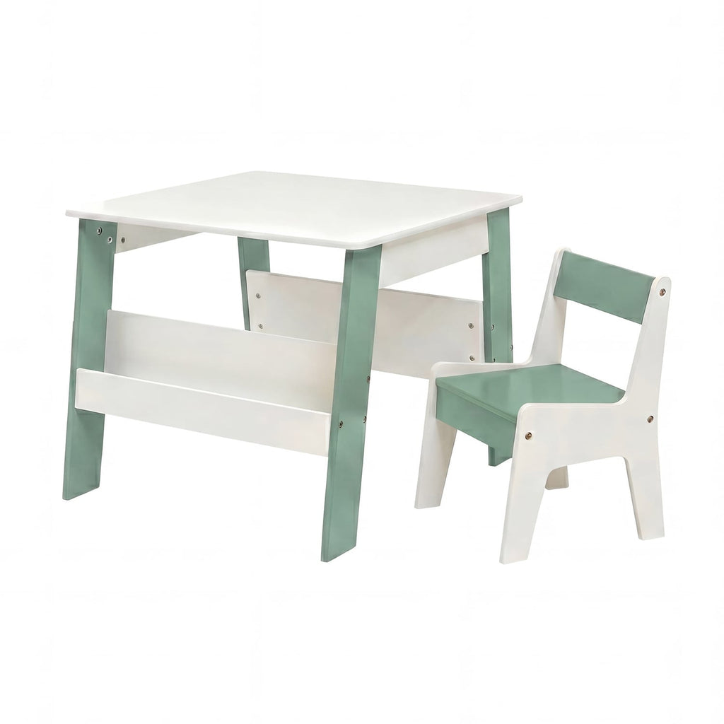 Liberty House Toys Kids Bookshelf Table And Chair - White & Forest Green, product image 17