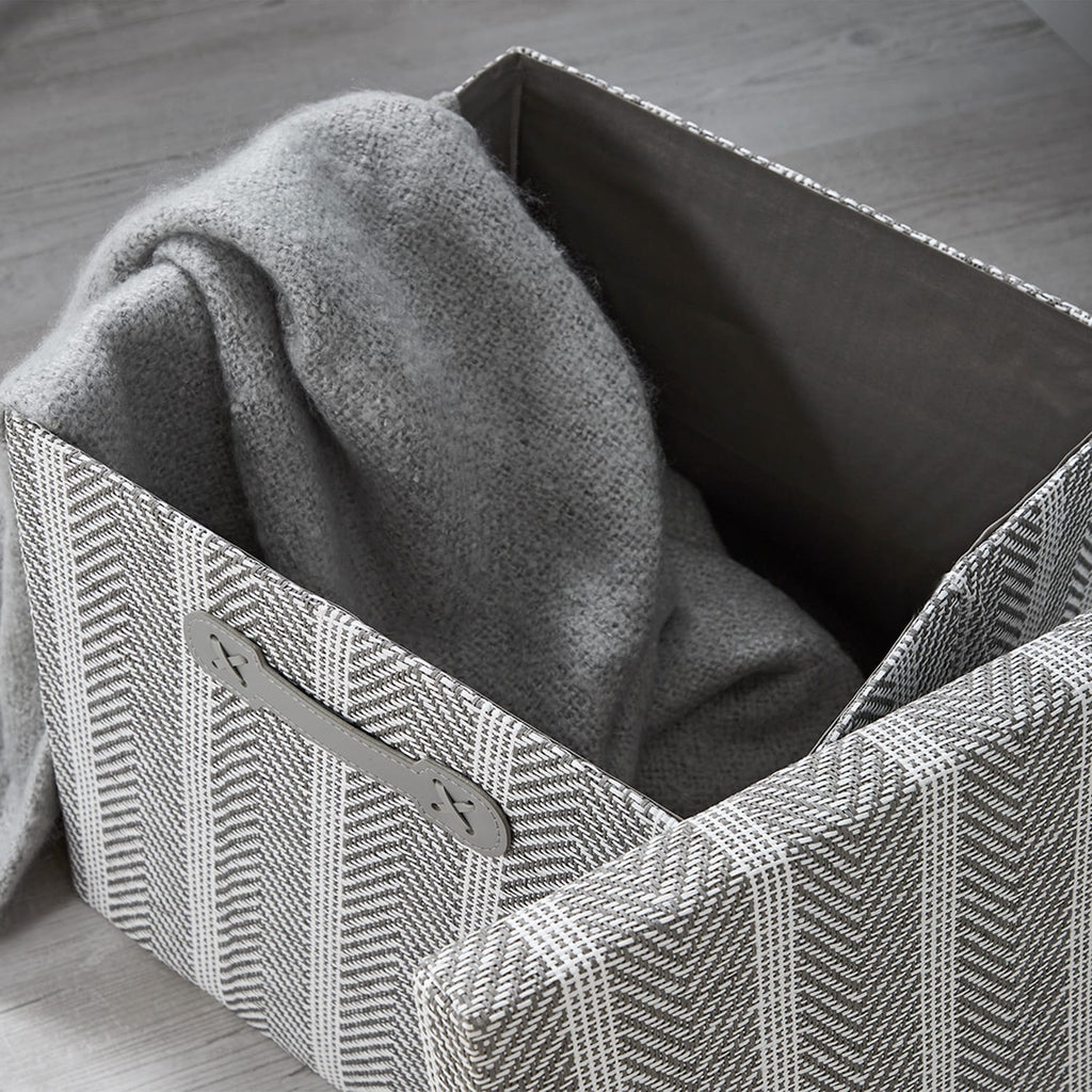 Home Collections Foldable Fabric Storage Box - Chevron Grey, product image 3