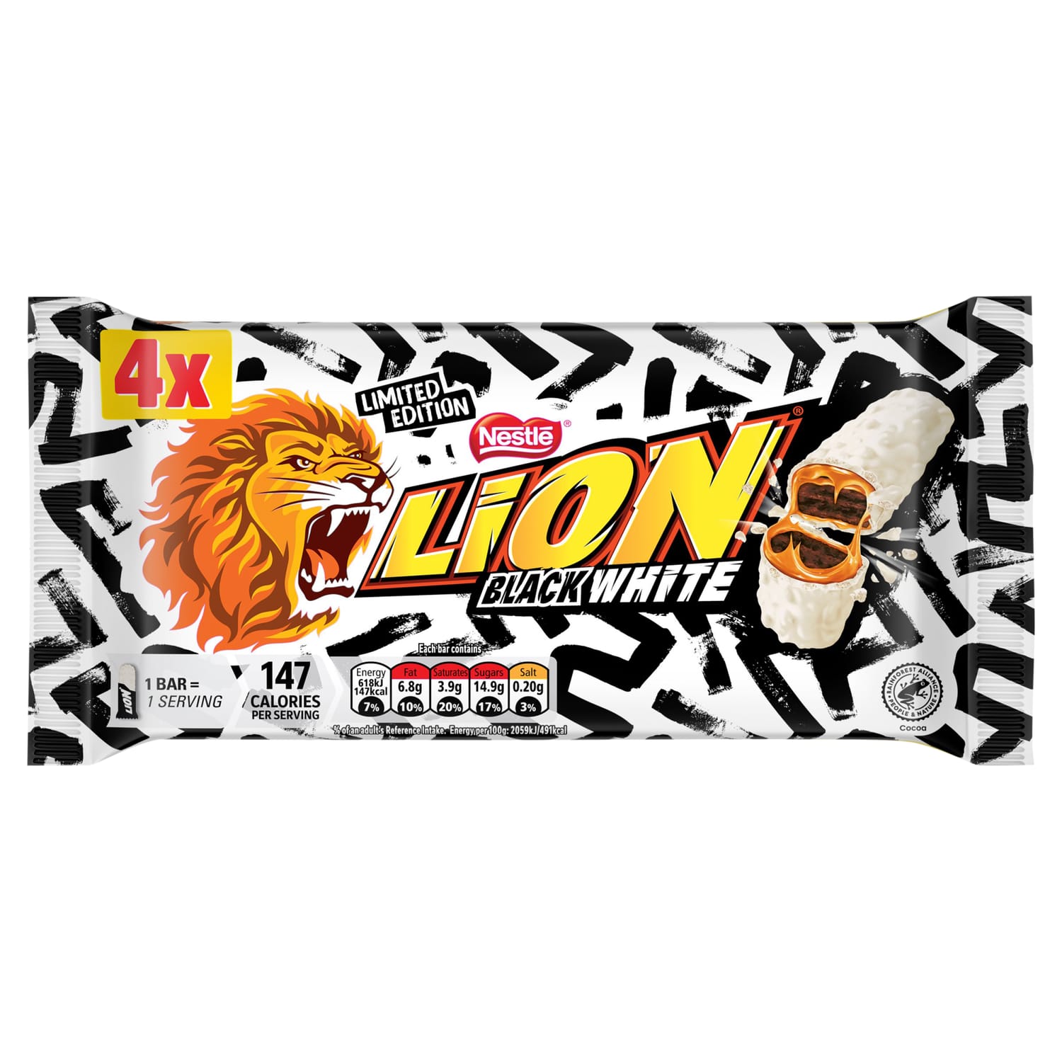 Lion Black White Bar 4 Pack Multipack 120g