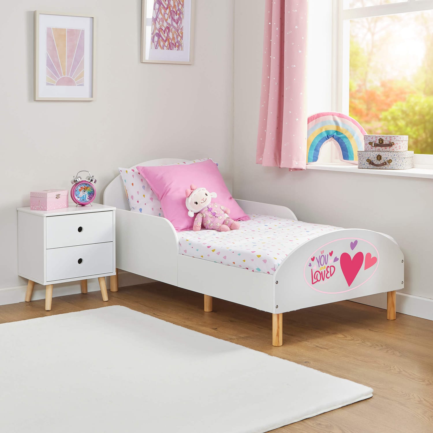 Liberty House Toys Kids White Toddler Bed – You Are Loved